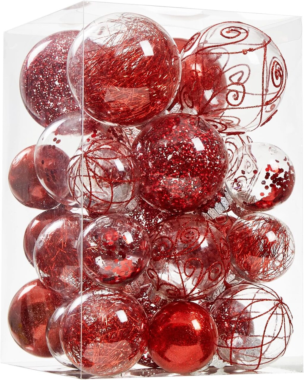 Christmas Ball Ornaments Shatterproof Clear (Red) - 10.31 x 6.77 x 6.54 inches